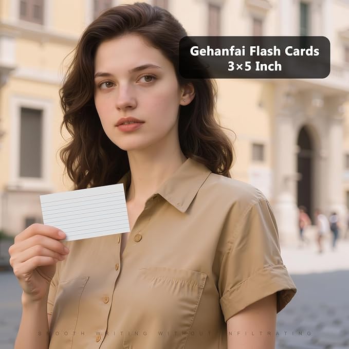 250 Count Index Cards 3 x 5 Inch, White Lined Note Cards Portable Ruled Flash Cards Perfect for Studying and Organizing, Note Taking Study Flashcards for Home, School and Office