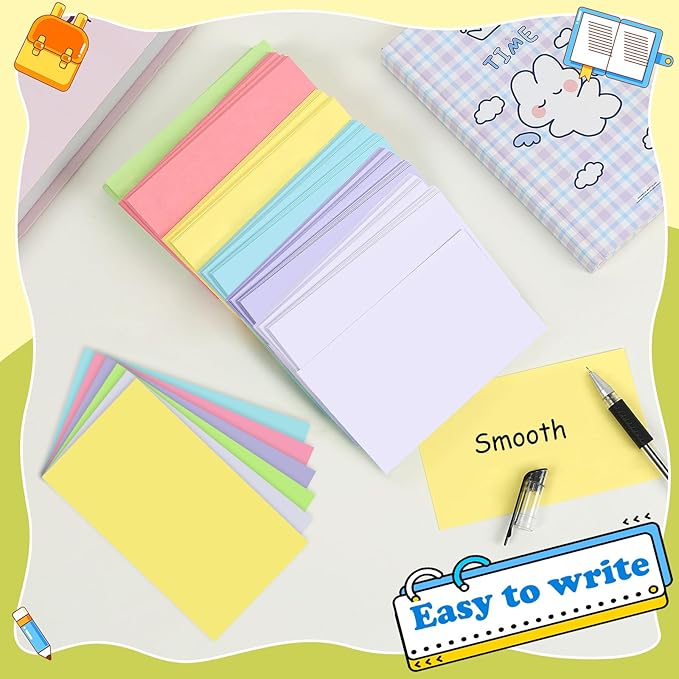 Colored Blank Index Cards 4x6 Inch Flash Cards Flashcards Heavyweight Note Cards for Studying School Office Supplies, 162 Count