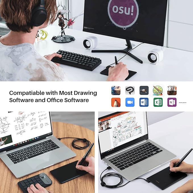 Drawing Tablet HUION H420X Graphics Drawing Tablet with 8192 Level Pressure Battery-Free Stylus, 4.17x2.6 inch Digital Art Tablet for OSU Game, Design, Teaching, Work with PC, Mac, Linux & Mobile