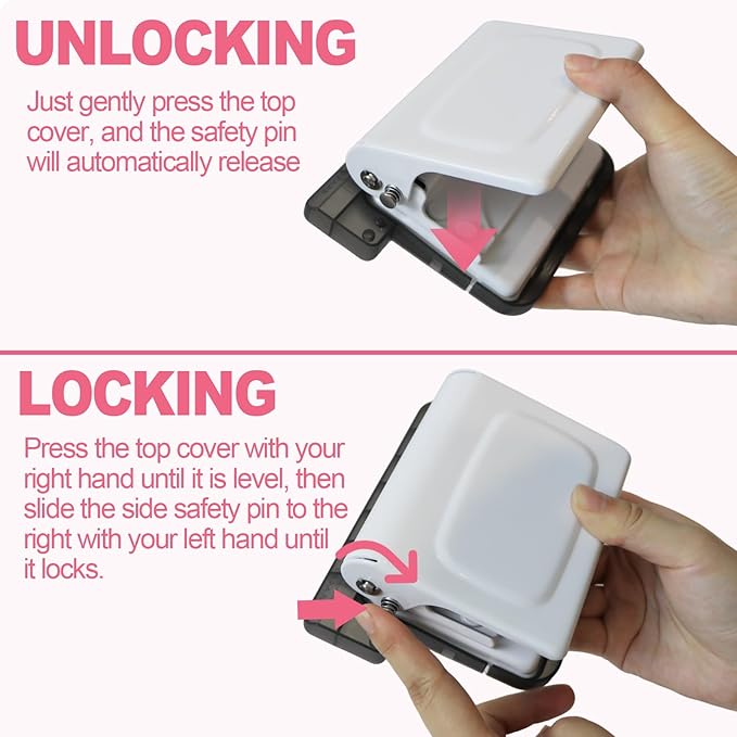 10 Hole Punch Binding Machine for Planner, Manual Binding System with 10 Multi-Color Binder Rings for Making 26 Holes on B5, 30 Holes on A4, 20 Holes on A5 Book, 10 Sheet Capacity - White