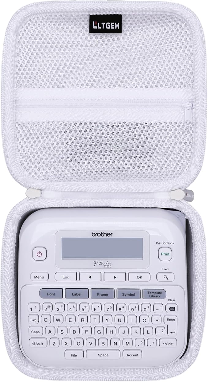 LTGEM Case Compatible with Brother P-Touch PTD220 / PTD210 / PTD200 Home/Office Everyday Label Maker, White (Case Only)