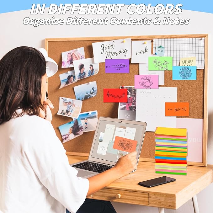1000 Pcs Colored Index Cards Bulk 4 x 6 Inch Blank Flash Cards 20 Assorted Colors Notecards 180GSM Heavyweight Index Note Cards Portable Note Taking for Studying School College Office Memo