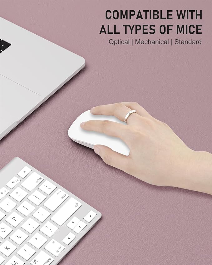 Desk Pad, 30" x 14" PU Leather Non-Slip Desk Mat Large Mouse Pad for Desktop, Waterproof Laptop Computer Writing Mat for Office, Home, Work, Gaming, Dark Pink