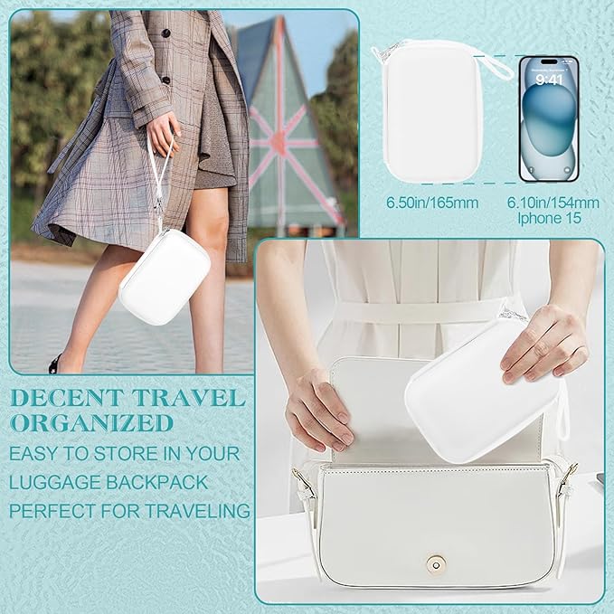 Case Compatible with Phomemo D30 D35, for Phomemo D30 Label Maker with 3 Roll Label Tape(Label Paper 1/2" x 1 1/2" (12mm X 40mm))-Hard Shell Storage Bag-White