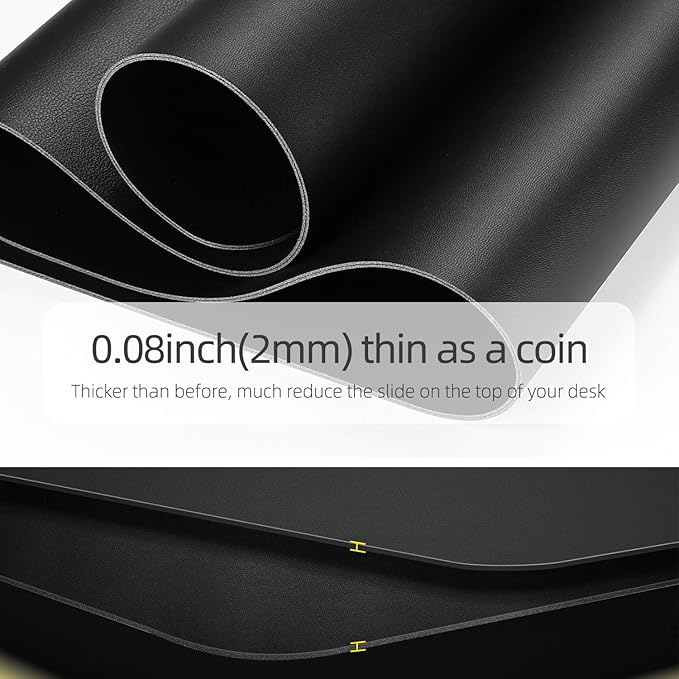 YSAGi Desk Pad, Desk Mat, 31.5" x 15.7" Laptop Leather Desk Pad Protector, Large Leather Desk Blotter for Keyboard and Mouse, Waterproof Desk Writing Pad for Office and Home (31.5" x 15.7", Black)