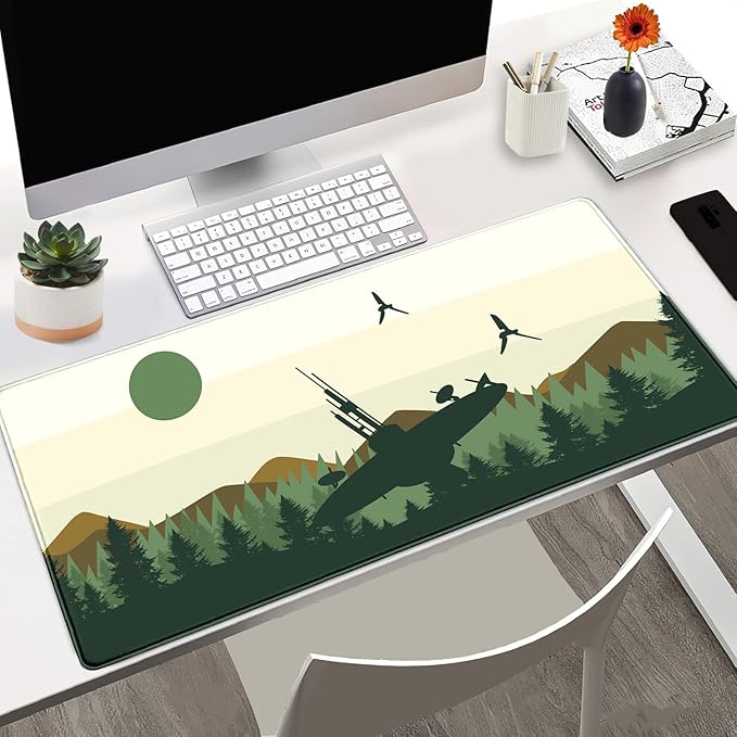 Spaceship XXL Large Gaming Mouse Pad Desk Mat Pad Non-Slip Rubber Base Desk Matt for Desktop Big Full Mousepad Computer Keyboard and Mouse Mat Extended Mouse Pad 31.5x15.7In