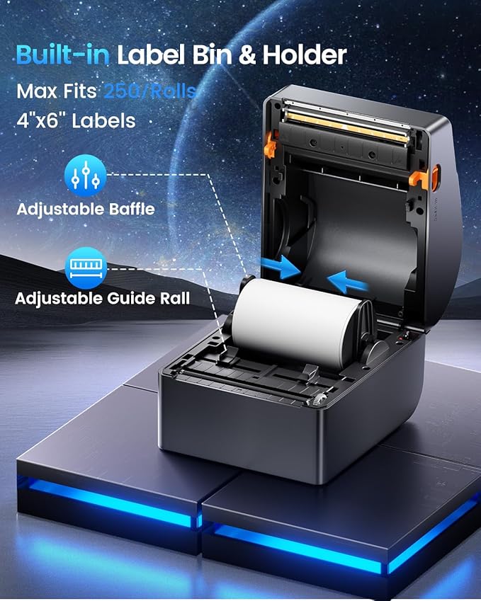 ASprink Bluetooth Shipping Label Printer with 3 Roll Labels, 4x6 Thermal Label Printer for Small Business, Thermal Printers Come with 750PCS 4x6‬ White Labels (250 Labels/Roll)