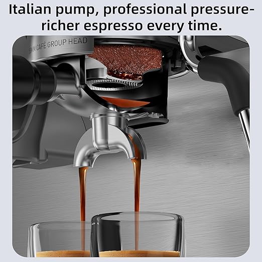 (2026 Upgrade) 15 Bar Espresso Machine with Built-in Anti-Clog Coffee Grinder, Expresso Coffee Machines with Milk Steam Wand/Frother/Tamping Tools,Espresso Maker with Grinder for Lattes-Almond