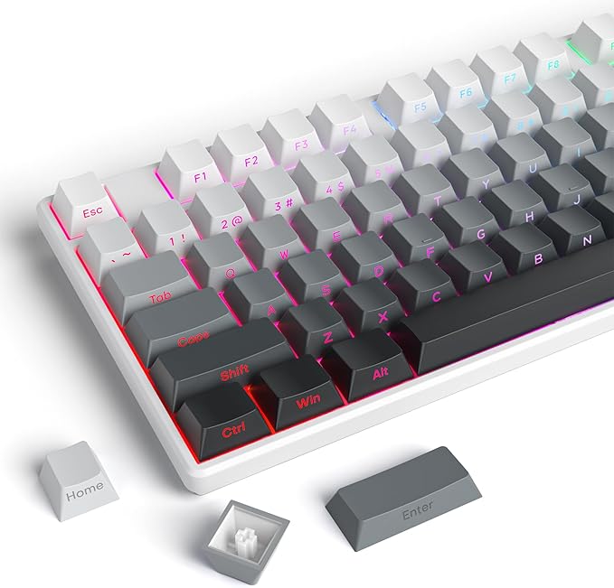 Guffercty kred Gradient PBT Key caps for Mechanical Keyboards, 135-keys Custom Minimalist Side Printed Double Shot Keycaps Cherry Profile for Gaming Keyboard (Polar)