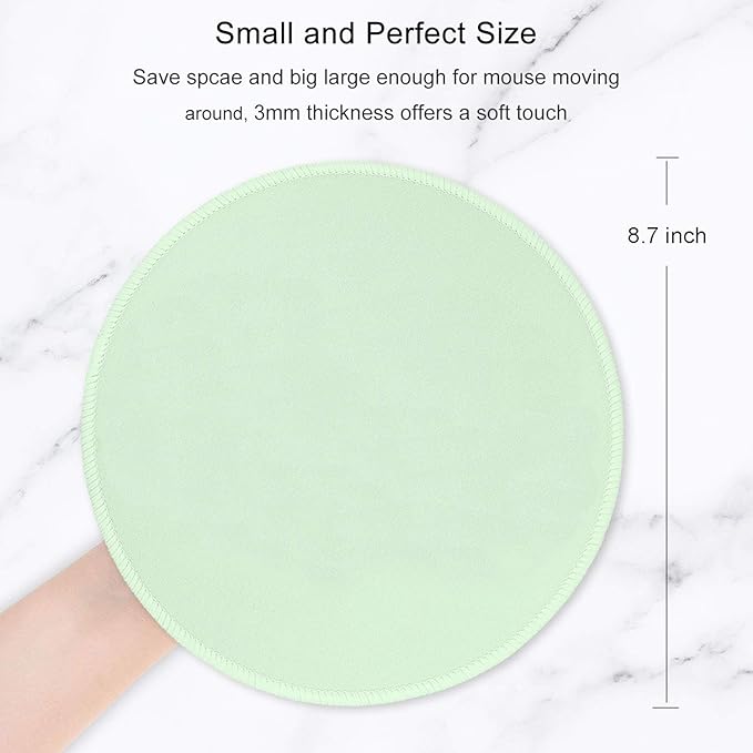 Hsurbtra Mouse Pad, Premium-Textured Small Round Mousepad 8.7 x 8.7 Inch Lake Green, Stitched Edge Anti-Slip Waterproof Rubber Pretty Cute Computer Mat for Office Home Gaming Laptop Men Women Kids