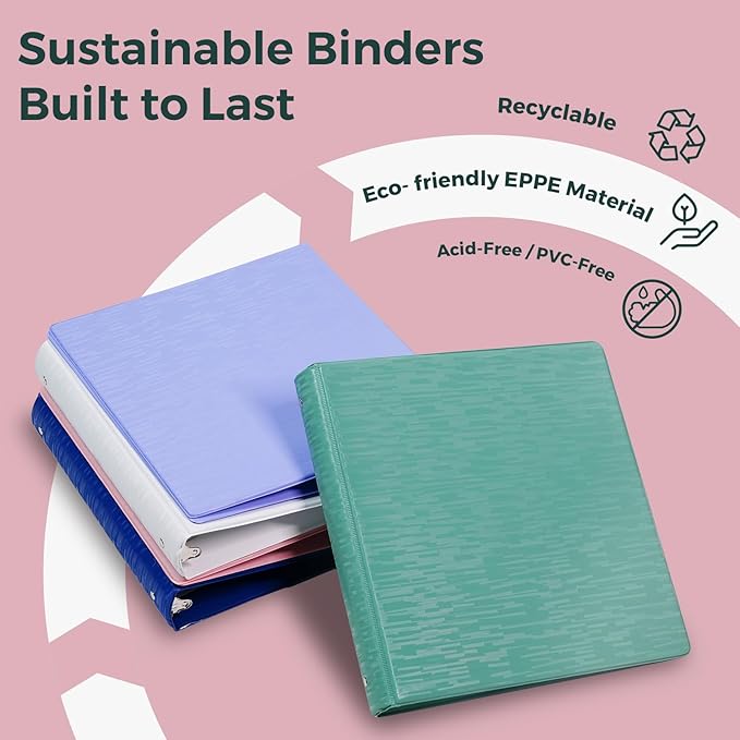 POPRUN 3 Ring Binder 1.5 Inch, PVC-Free, Holds 325 Sheets of 8.5 x 11 Paper, Extra Durable Organizer with 2 Pockets for School & Office, Heavy-Duty, 4 Pack, Cornflower Purple