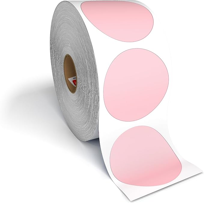 2” Circle Direct Thermal Perforated Stickers Labels for Barcodes, Address, Small Business Labeling, Inventory and Color Coding – Compatible with Zebra, Rollo, Munbyn, and More (Pink, Pallet)
