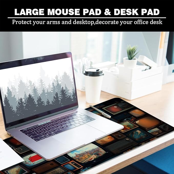 Retro Large Mouse Pad Desk Pad Old Style TV Theme Desk Mat XL Gaming Mouse Mat 31.5x11.8x0.12 inch (Retro)