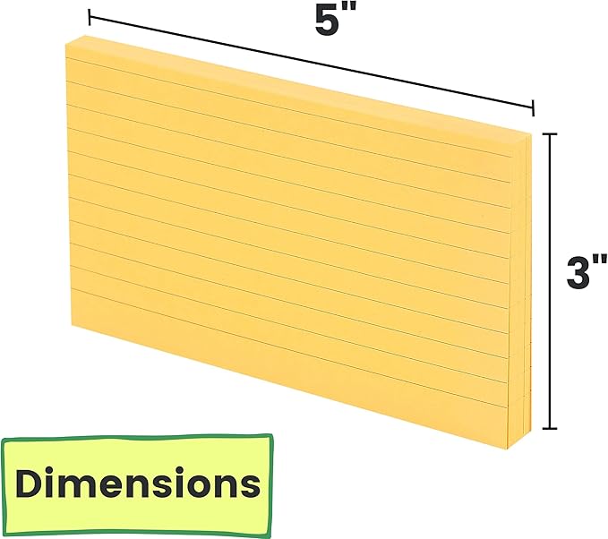 Mr. Pen Lined Neon Study Cards - 3x5, 180 Cards - Ruled Flashcards for Studying
