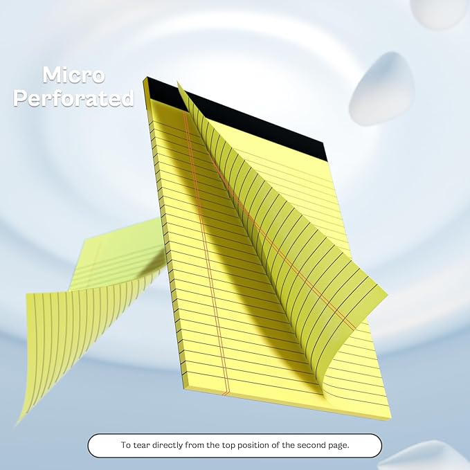 20 Pack Yellow Legal Pads 8.5 x 11 Wide Ruled Notepads Perforated Double-Sided Printing 30 Sheet/Notepads Lined Pad Letter Size Writing Pads 70gsm Recycled Paper Legal Ruled Universal Writing Pad