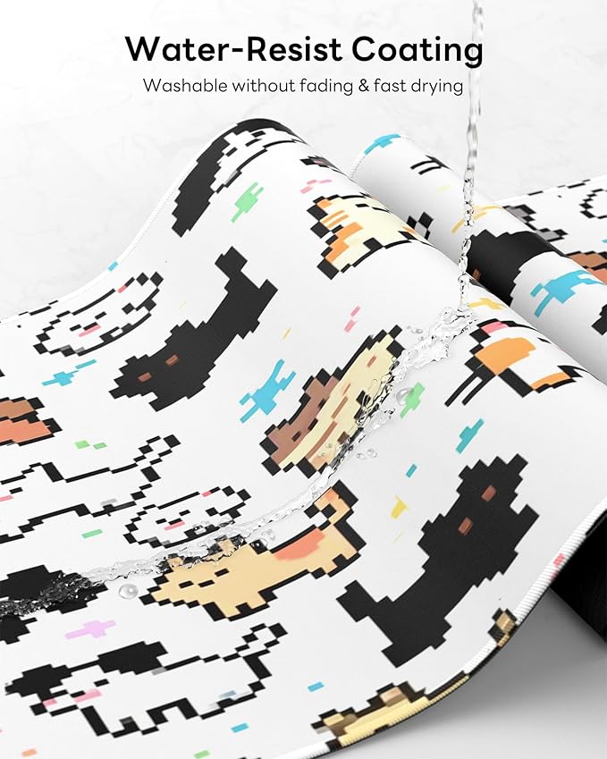 XL Gaming Mouse Pad, 31.5x15.7'' Large Desk Mat with Anti-Slip Rubber Base & Stitched Edges for Gaming, Office, Home - Cute Animals