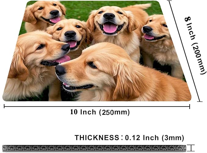 Cute Golden Retriever Mouse Pads for Desk, Unique Design Computer Mousepad with Non-Slip Rubber Base for Women,Washable Mousepads Computer Mouse Pads for Desk Laptop Wireless Mouse
