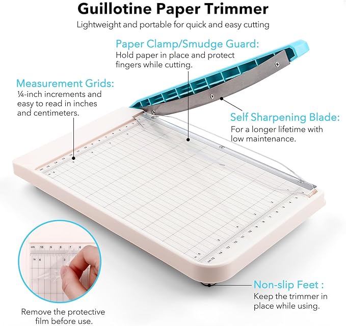BAOFALI 9 Inch Guillotine Paper Trimmer with Grid Inches and Centimeters Cut Length Guillotine Cutter for Paper Crafts Photos Cardstock, Cardboard, Vinyl, Crafts,Scrapbooking Office