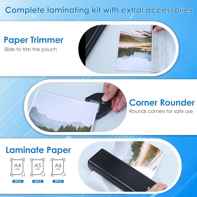 90 Seconds Fast preheat,SpeedLami 4 in 1 Laminator Machine,Home laminator,A4 Laminating Machine Hot & Cold with Paper Trimmer & Corner Rounder,9 Inch Thermal Laminator Machine for Home Office