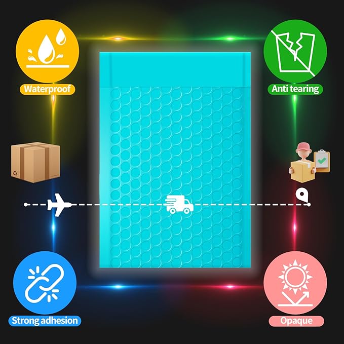 4x8 Inch Teal Bubble Mailers 80 Pack Self-Seal Poly Padded Envelopes Suitable for Small Businesses to Package and Mail Jewelry Cosmetics, Electronic Products, Cards (Teal, 4 * 8-80)