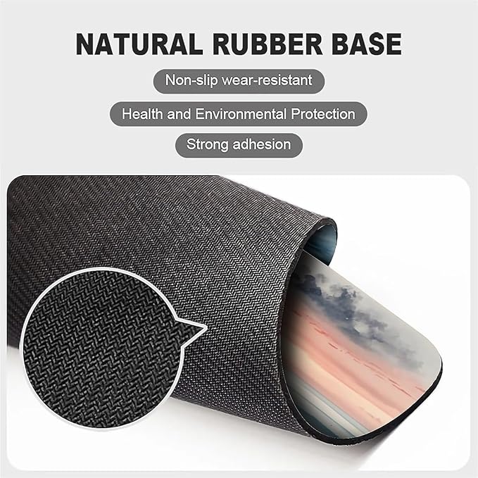 Beach Sunset Mouse Pad,Cute Mouse pad,Custom Small Mouse Pads with Designs,Portable Office Non-Slip Rubber Base Wireless Waves Mouse Pad for Laptop