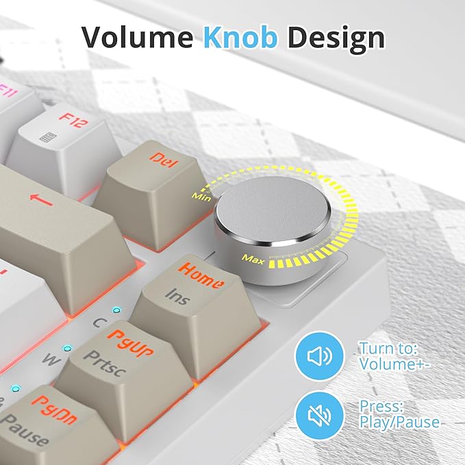 75 Percent Keyboard Gasket-Mounted with Sound Absorbing Pads, 82-Key Compact Wired RGB Mechanical Gaming Keyboard Hot-Swap Socket for Win, Gray Black White