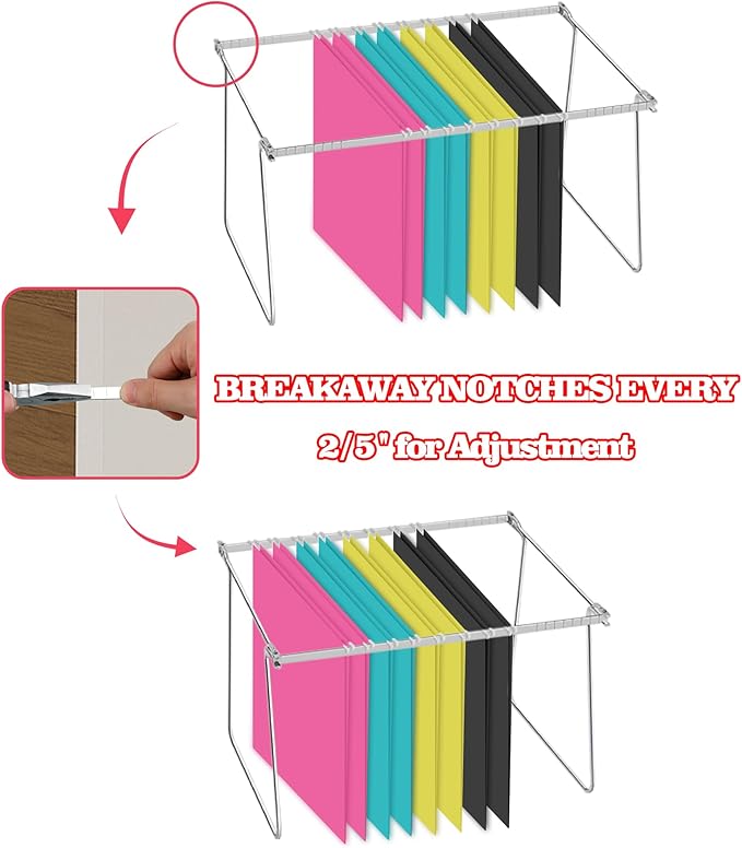 Heavy Duty Steel Hanging File Frame,Letter Size Hanging File Folder Frame,Adjustable Length 11" to 18",4 Packs(Without Folders)
