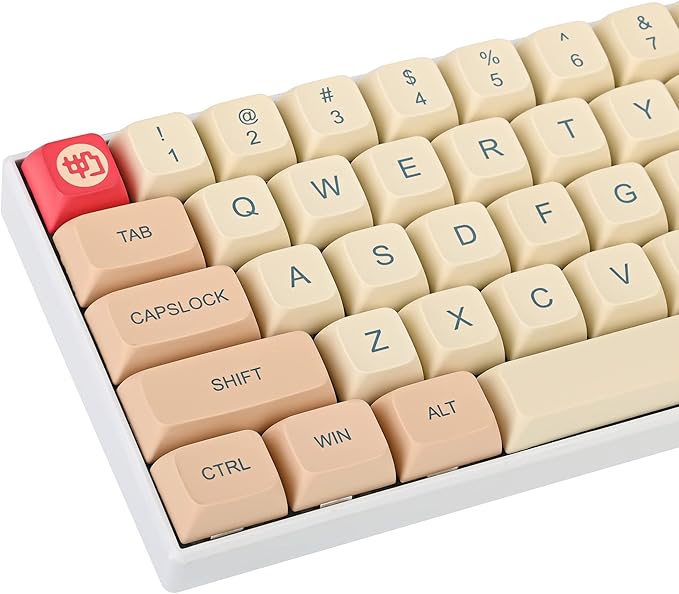Guffercty kred XDA Profile Yellow Keycaps 60 Percent Dye-sub PBT Keyboard Caps with ISO Keys for 60% 65% 75% 96% Mechanical Keyboard (Soy Milk)