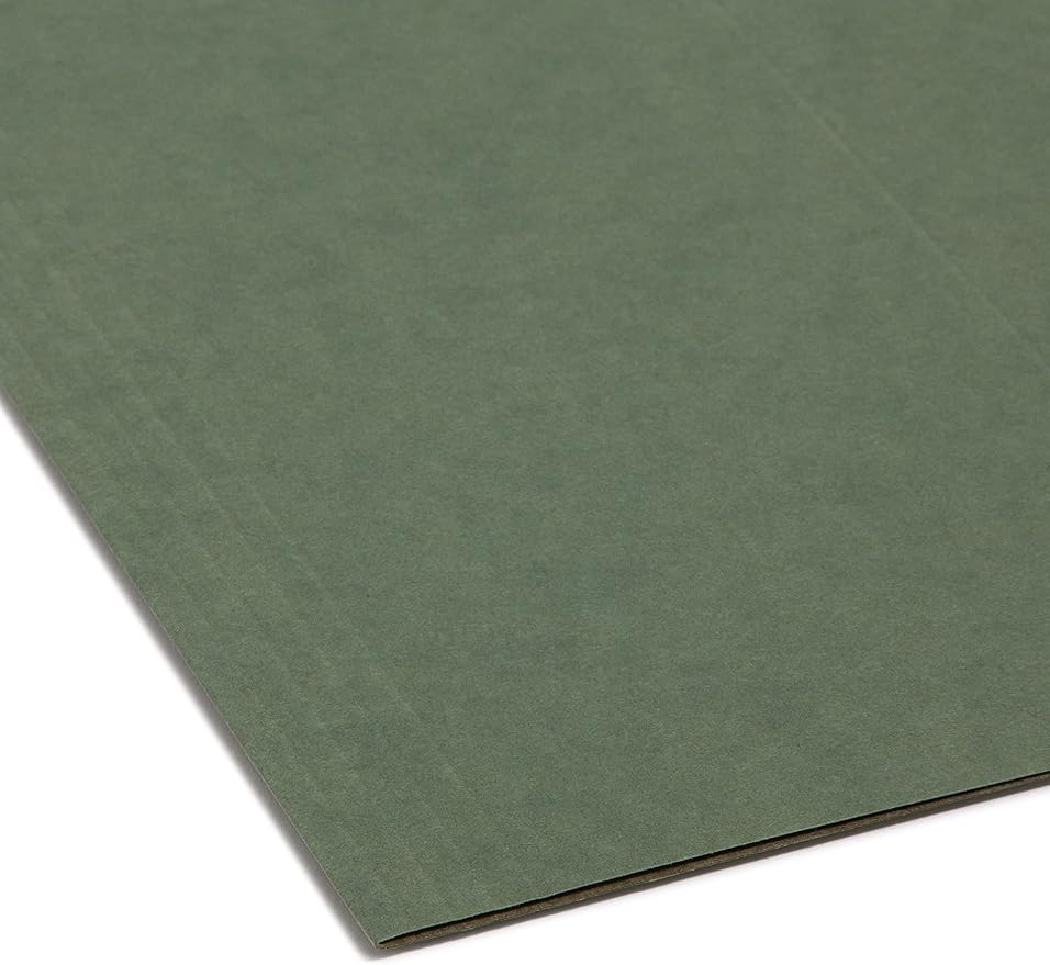 Smead TUFF Hanging File Folder with Easy Slide Tab, 1/3-Cut Sliding Tab, Letter Size, Standard Green, 20 per Box (64036, Rod Color May Vary)
