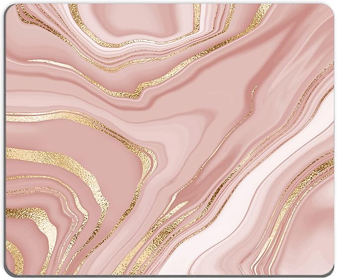 Mouse Pad, Square Mousepad, Personalized Premium-Textured, Non-Slip Rubber Base Mouse Mat, Waterproof Gaming Mouse Pad for Wireless Mouse, Computers, Laptop, Office, Home (Rose Gold Marble)