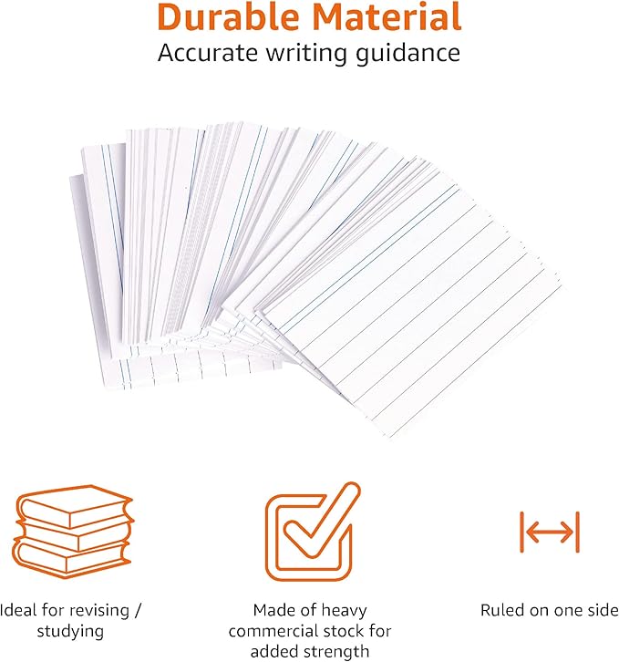 Amazon Basics A8 Ruled Index Cards - White (Pack of 1000)