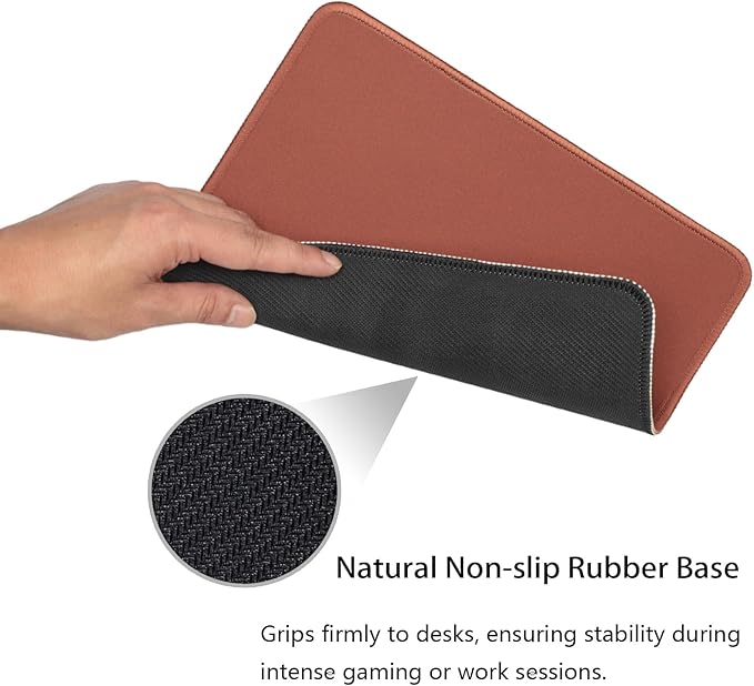 Brown Office/Gaming Mouse Pad 10.2x8.2 Inch, Stitched Edge, Durable Portable Solid Color Mat for Desk, Non-Slip Rubber Base, Smooth Surface