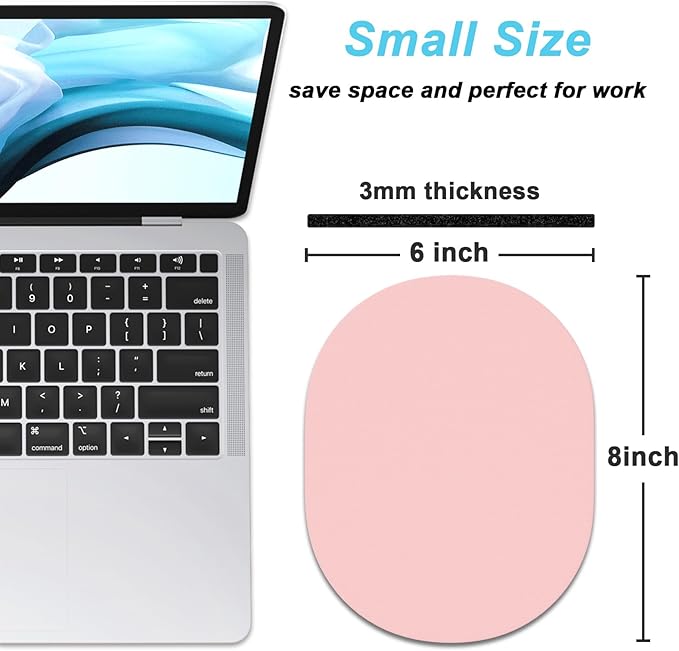 Rimilak Small Mouse Pad 6 x 8 Inch, Takes up Wrist and Mouse Space, Waterproof Compact Mini Mouse Mat for Laptop Computer Wireless Mouse Keyboard Home Office Travel,Pink