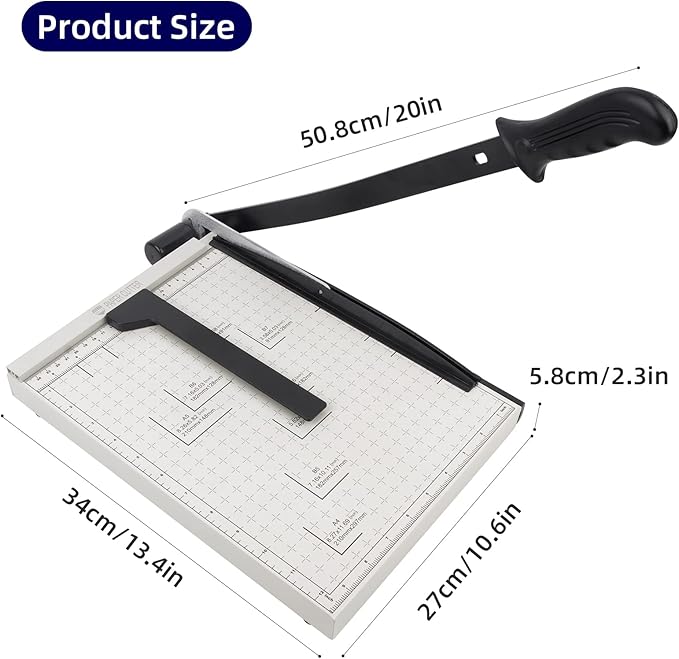 ZEQUAN 13 Inch Heavy Duty A4 Paper Cutter, Metal Base Guillotine Paper Trimmer, 10 Sheet Capacity Stack Paper Slicer for Office Home School