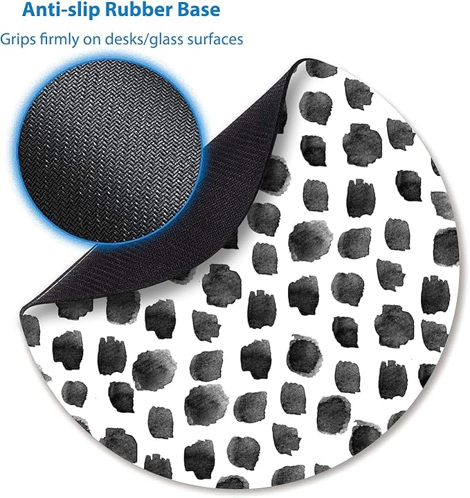 Cute Polka Dot Print Round Mouse Pad, Dots Black and White Design Art Circular Mouse Pads for Computers Laptop