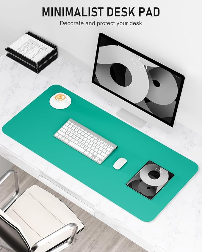 Desk Pad, 35.5" x 17" PU Leather Non-Slip Desk Mat Large Mouse Pad for Desktop, Waterproof Laptop Computer Writing Mat for Office, Home, Work, Gaming, Light Green