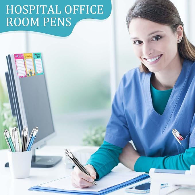 Geyoga 60 Pcs Funny Nurses Week Gifts Bulk 2026 Nurse Notepads with Pens Mini Sticky Notes Ballpoint Pens Nurse Appreciation Gifts for Certified Pharmacy Medical Assistant Office Work(Stylish)