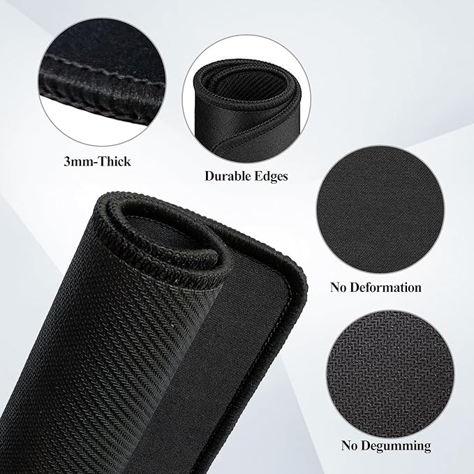 Mouse Pads, 3 PCS, Black Standard Mouse Pads, Office and Gaming,Stitched Edges, Rubber Anti Slip Base Mouse pad, Dirt Resistant, Durable, Square, 10.2 inches x 8.3 inches x 0.12 inches