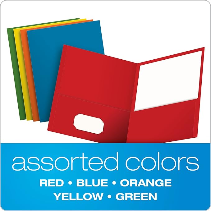 Oxford 25 Two-Pocket Folders Letter Size Assorted Colors 57513 + 500 Count 3x5 Blank Index Cards White 40175