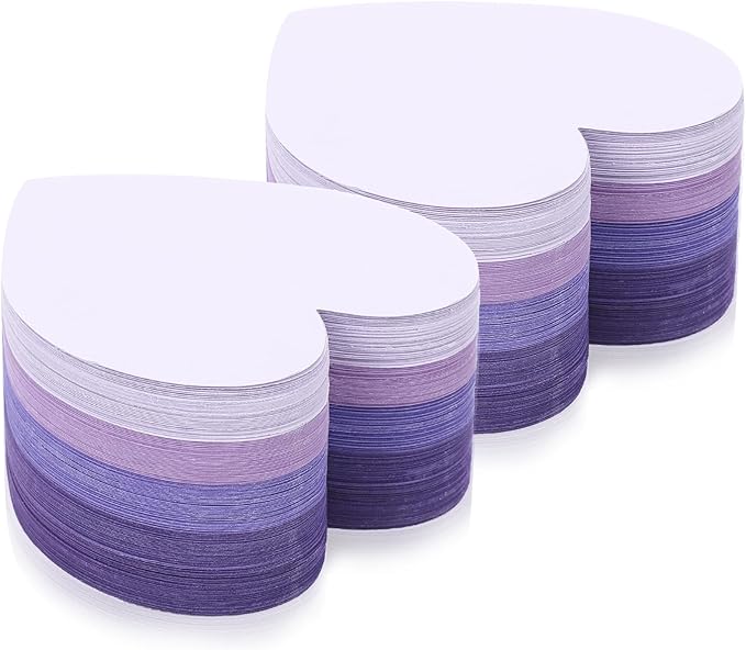 300 Pcs Purple Heart-Shaped Index Cards 3x3 - Blank Study and Business Cards for School, Learning, Office, and Games - Colorful Cardstock Greeting Cards
