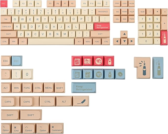 Guffercty kred XDA Profile Yellow Keycaps 60 Percent Dye-sub PBT Keyboard Caps with ISO Keys for 60% 65% 75% 96% Mechanical Keyboard (Soy Milk)