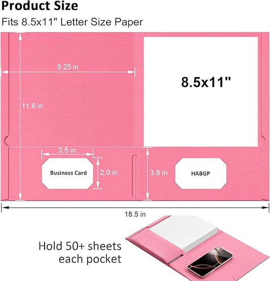 HABGP Two Pocket Folders, 100 Pack 2 Pocket Folders Fit Letter Size Paper, Pastel Paper File Folders with Pockets for School Office Home Business, Assorted 5 Colors
