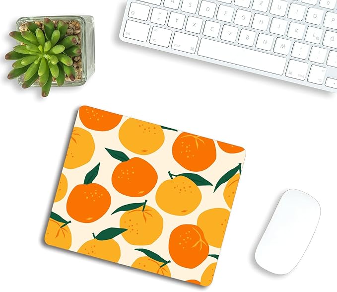 Mouse Pad Oranges Mousepad Pink Office Decor for Women Desk Accessories Lemons Summer Fruits Mousepad Gift for Coworker Boss 9.5"x7.9"x0.12" Inch