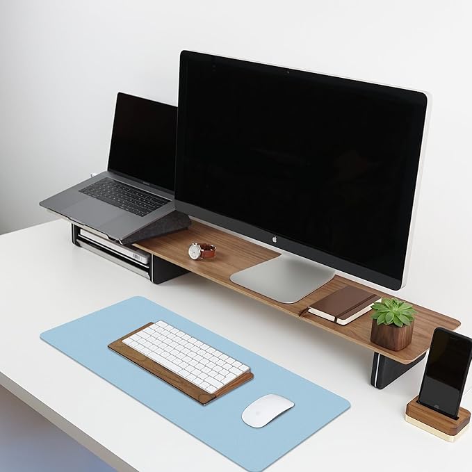 Leather Desk Pad Protector,Non-Slip Desk Pad,on-Slip PU Leather Large Mouse Pad,Easy Clean Desk Protecor Mat,Writing Pad for Office Work/Home/Decor(LightGrey, 31.5" x 15.7")