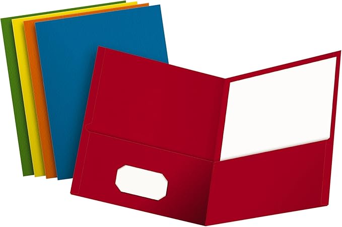 Oxford 25 Two-Pocket Folders Letter Size Assorted Colors 57513 + 500 Count 3x5 Blank Index Cards White 40175