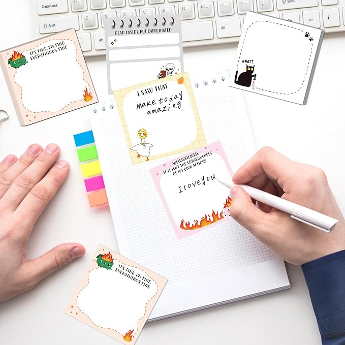 Funny Sticky Notes Gifts - 9 Pack Funny Notepads for Work 3x3 Inch, Fun Self-Stick Memo Pads Work Gifts for Coworkers Students, Sarcastic Gag Office School Supplies (450 Sheets)