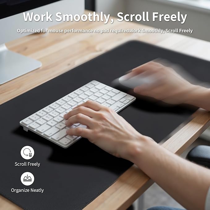 Oversized Non-Slip Desk Pad Protector with Premium Gift Box – Vegan Leather Waterproof Laptop Mat for Keyboard & Mouse, Grips Desk Firmly – Large Office Pad– Obsidian Black