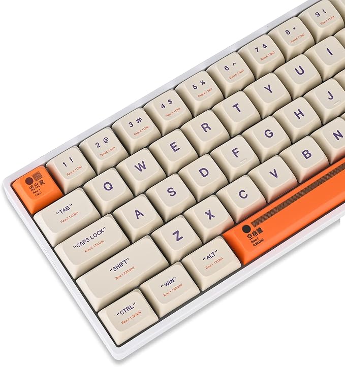 Guffercty kred XDA Profile Keycaps Set 142-Key Retro Plastic Theme keycaps for 60% 65% 100 Cherry Mx Gaming Keyboard (Plastic)