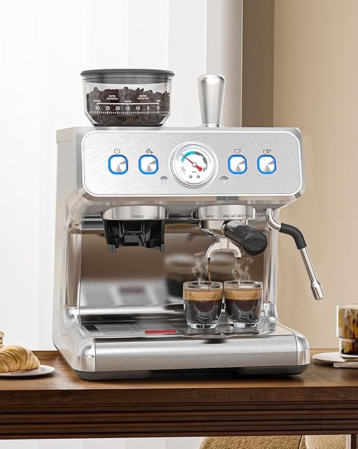 COWSAR (2026 Upgrade) 20 Bar Espresso Machine with Grinder,Expresso Coffee Machines with Milk Frother,Commercial Stainless Steel Expresso Machines for Home,Perfect Cappuccino & Latte