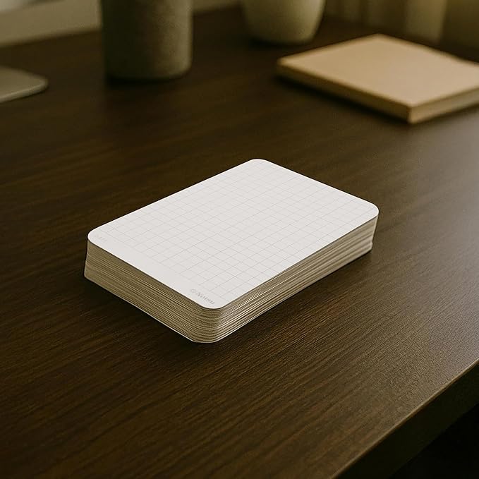 Notsu Graph Grid Index Cards 4x6 inch, 40 ct | Thick Graphing Note Cards w/Rounded Corners | Premium Heavy Duty Paper 350 gsm